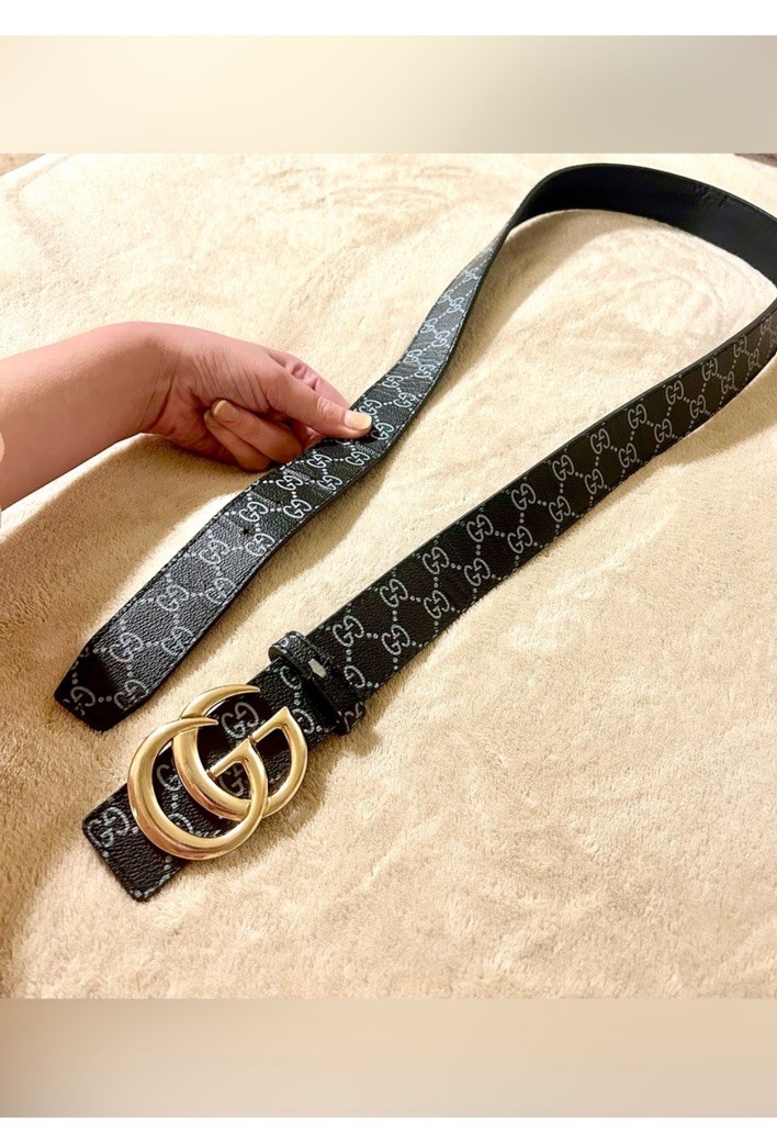 Black GG Leather Belt