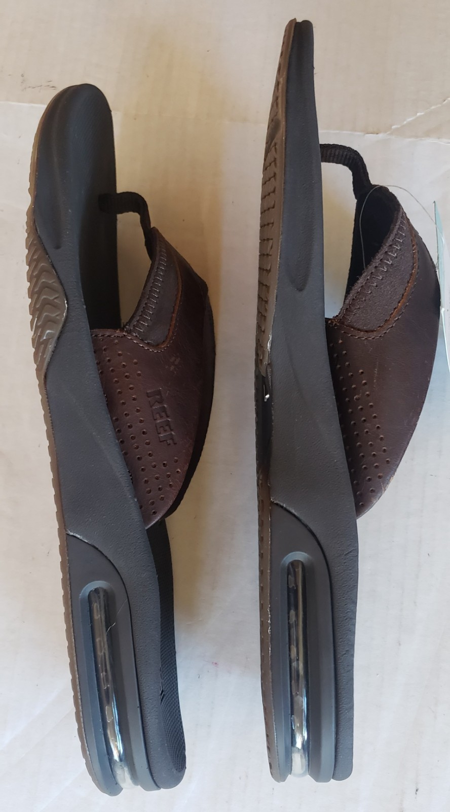New Reef Leather Fanning Men’s Size 12 Bottle Opener NWT dk brn COMFORT AIR