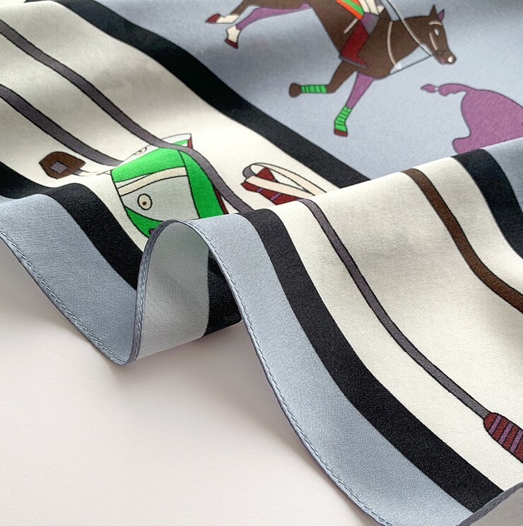100% Pure Silk Square Scarf Women Neckerchief Wrap Kerchief Bandana Horse 68*68