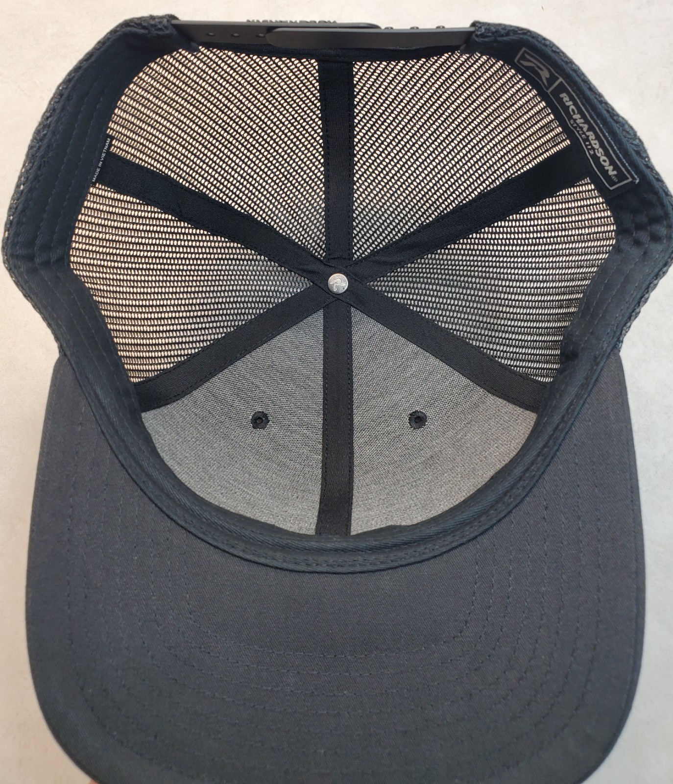 Kubota Tractor Emb. Patch on Richardson 112 Trucker Hat Snapback Black/Black