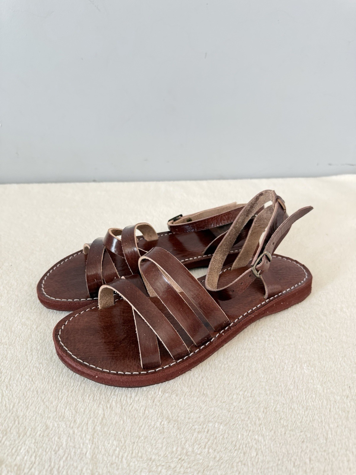 Handcrafted Genuine Leather Women’s Sandals – Four-Strap Brown | 100% Handmade