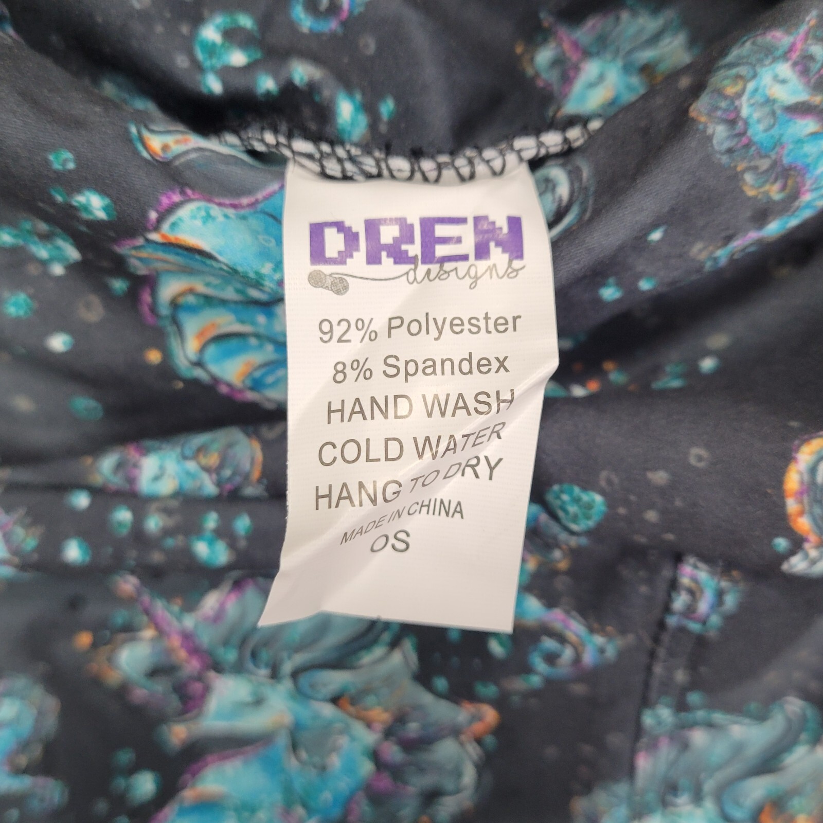 Turquoise Seahorse Print Polyester Spandex Blend Leggings One Size Fits All