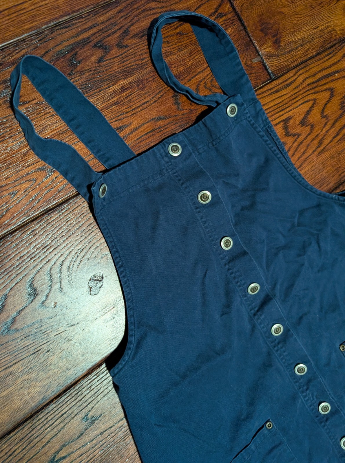 A. BYER Women’s / Juniors Overall Style Mini Dress Navy Blue Metal Buttons Sz 11