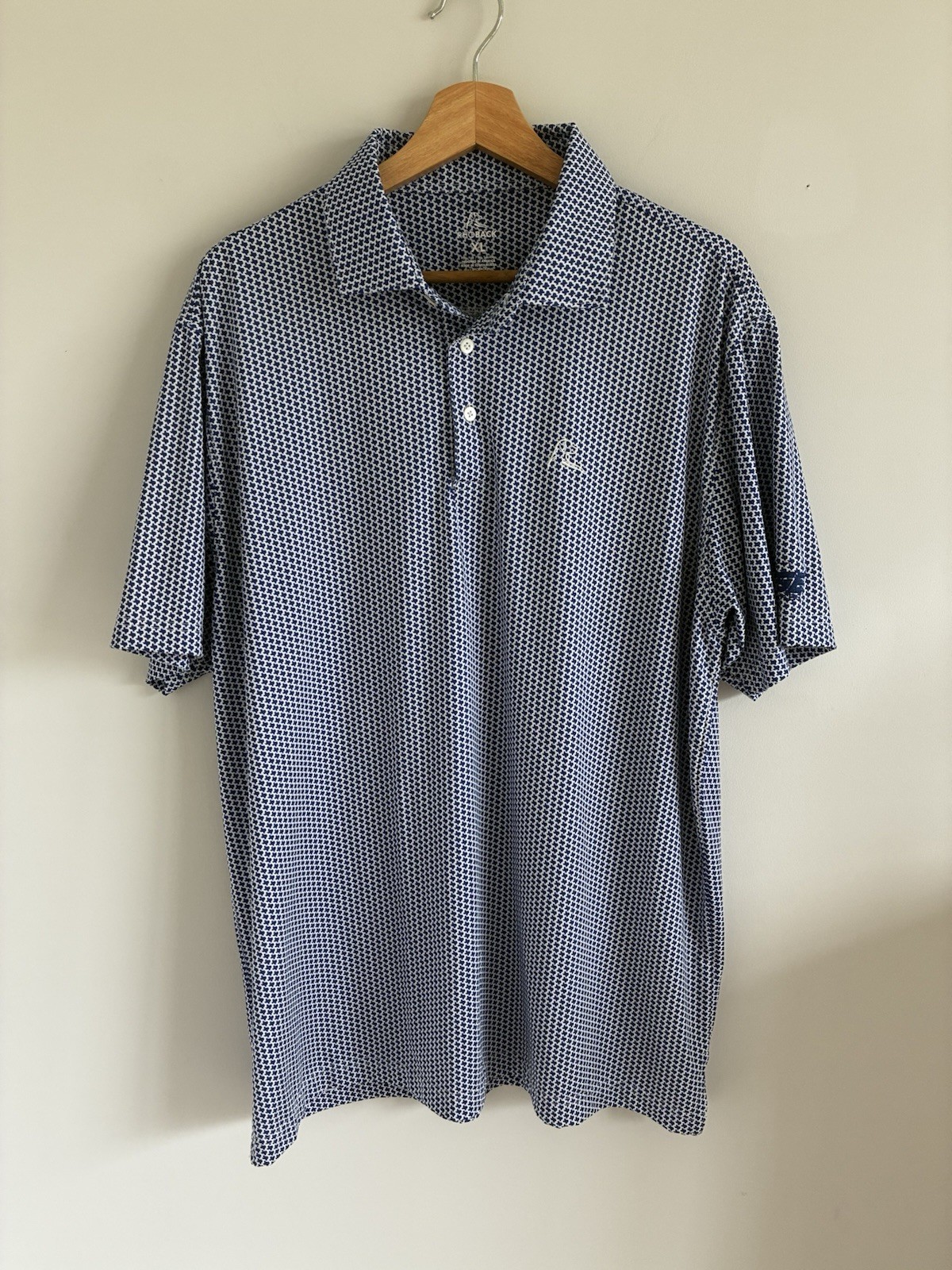Rhoback Polo Men’s Large Texas All Over Print Blue Performance Golf Football
