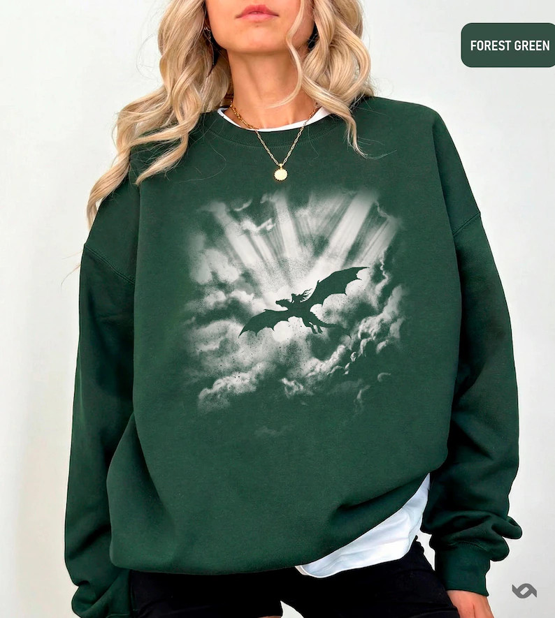 Shadow Dragon Rider Sweatshirt Dark Fantasy Gothic Mythical