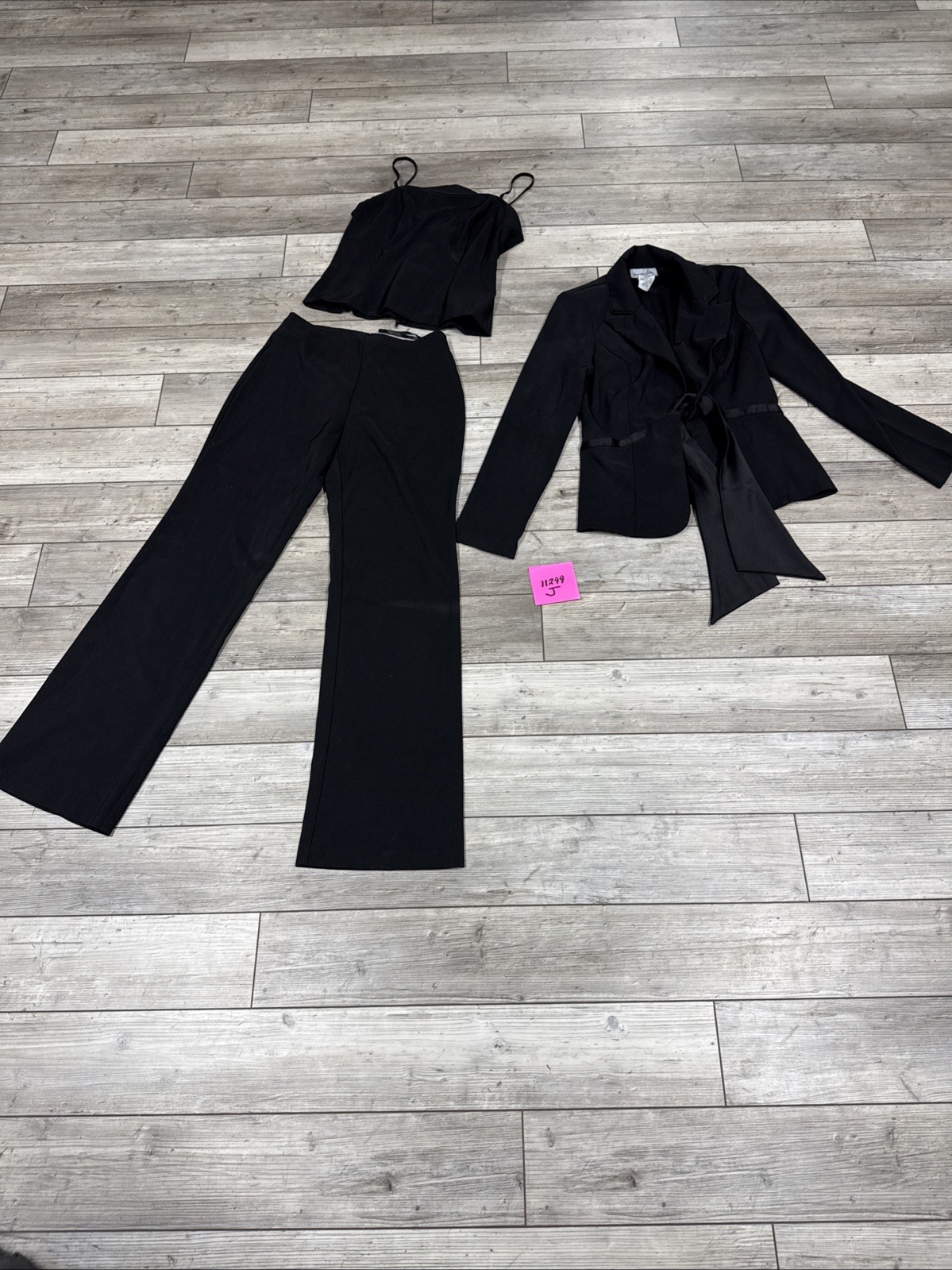Breakin Loose 3 Piece Black Suit Size 7/8 Y2k Pants Jacket Cami Top Vintage