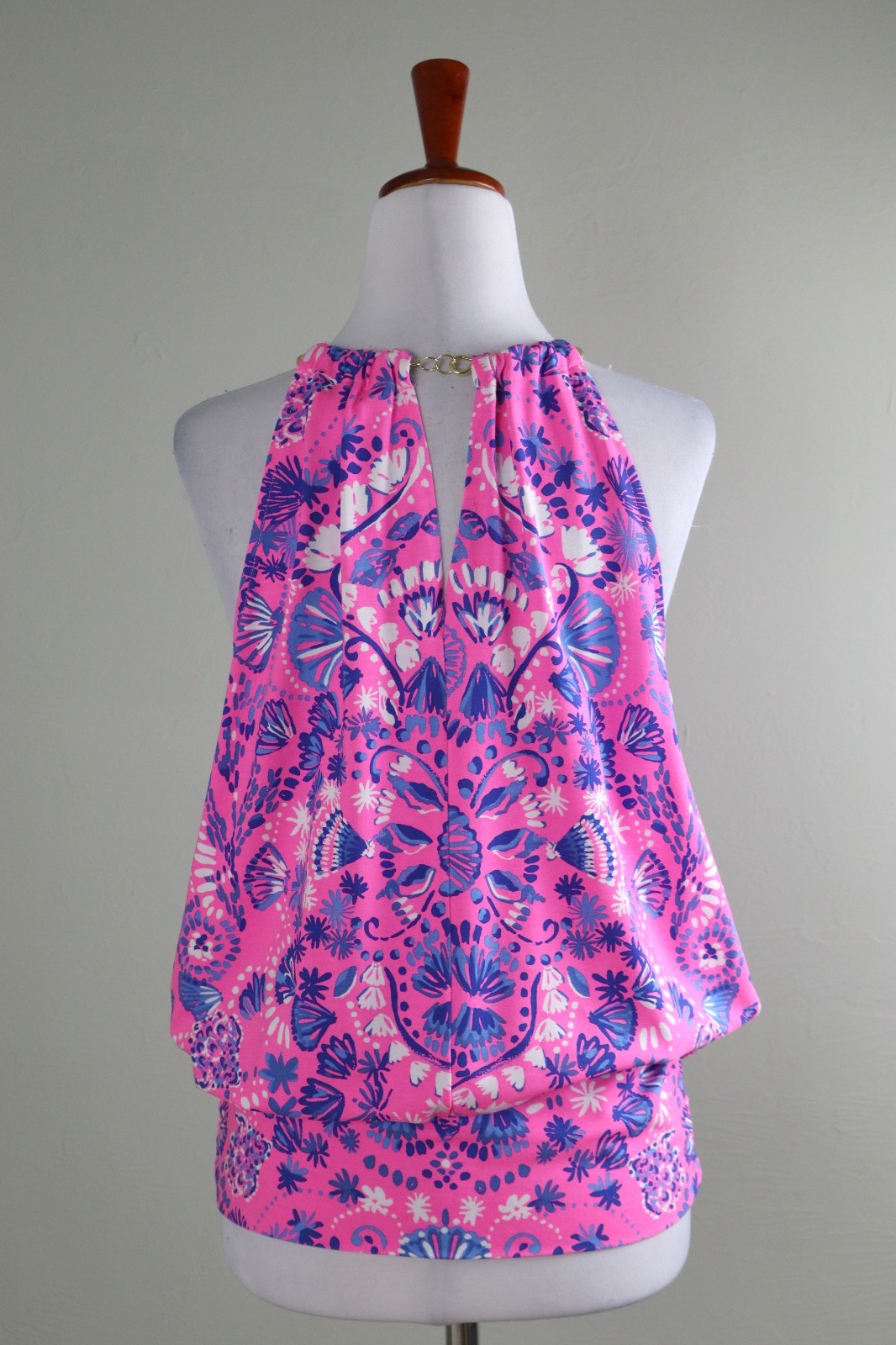 LILLY PULITZER $98 Bowen Chain Strap Havana Print Halter Top Size Small