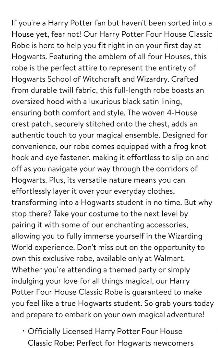 🧙Harry Potter House Robe •Hogwarts Robe By Disguise One Size Kids’ Fit XS – 2XL