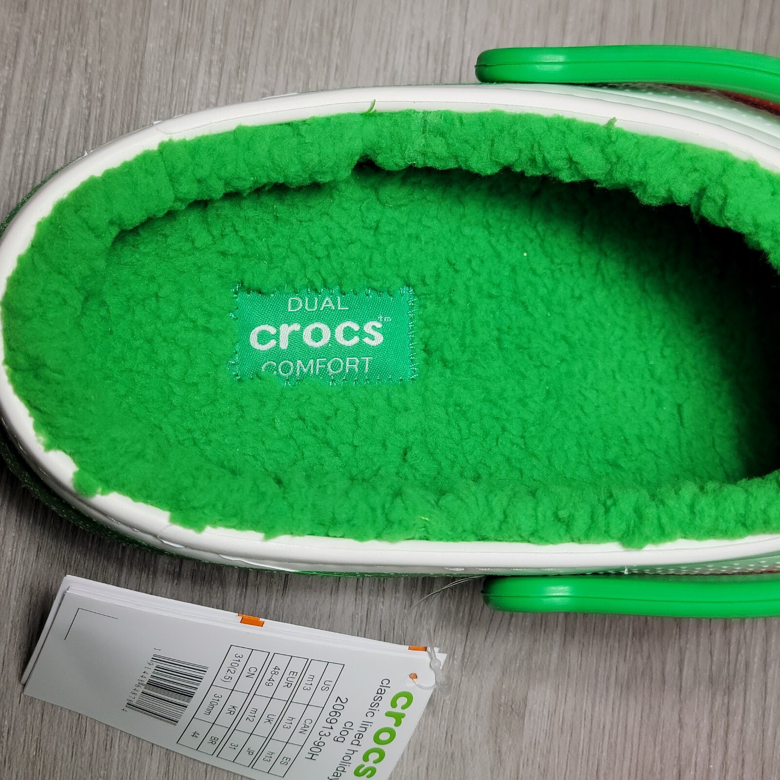 Crocs Classic Christmas Holiday Fuzzy Lined Clogs Sandals Size 13 Dual Comfort