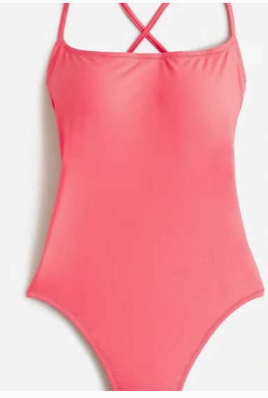 J Crew Swimsuit Womens 6 Coral Pink Strappy Back Square Neck One Piece Swimsuit