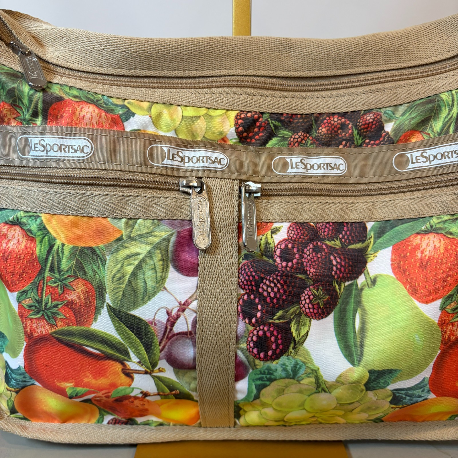 LeSportsac Fruit Print Expandable Shoulder Bag Crossbody w/ Pouch Retail $140