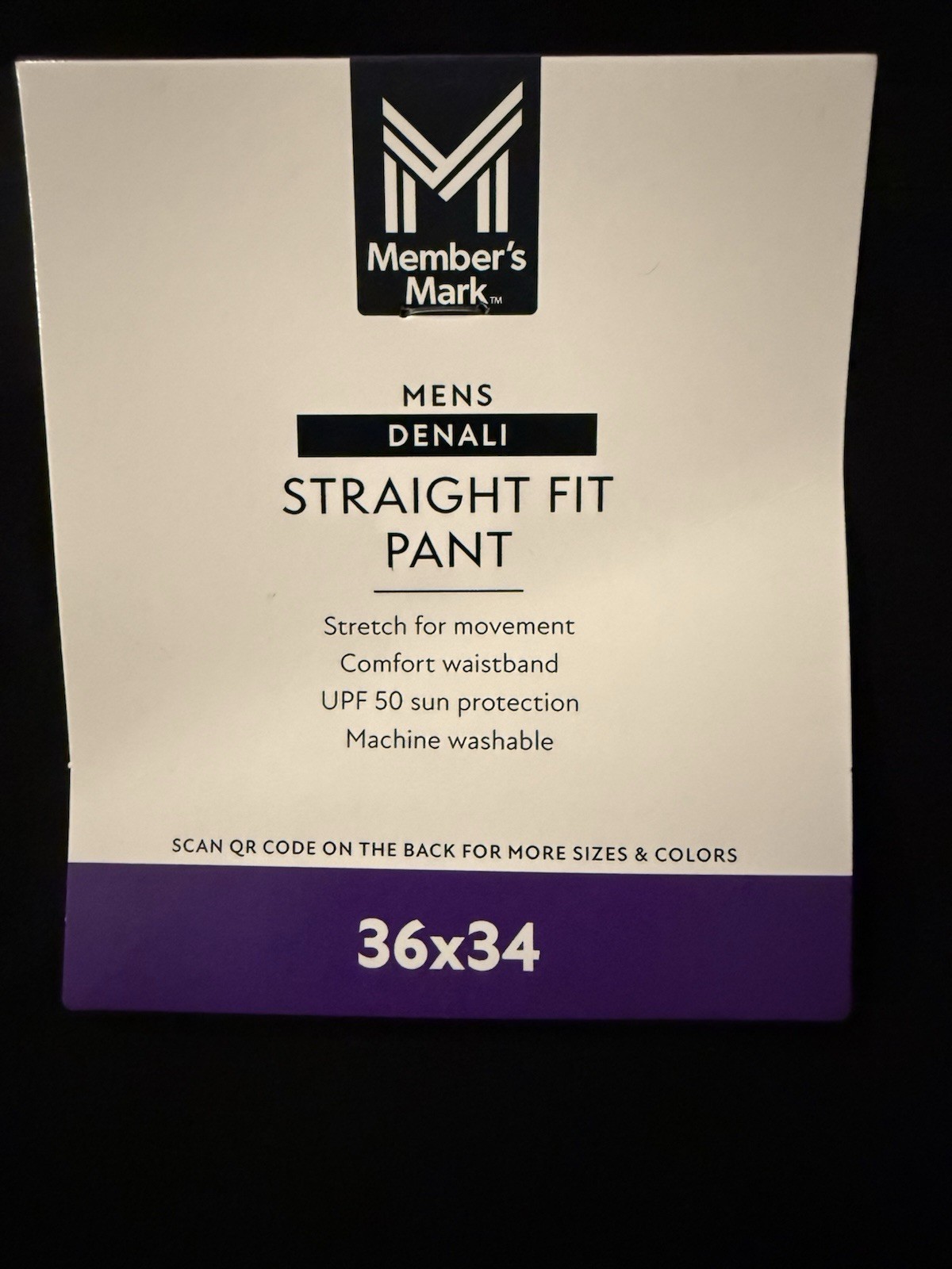 Member’s Mark Men’s Lightweight Black Straight Fit Denali Pant 36×34 NWT