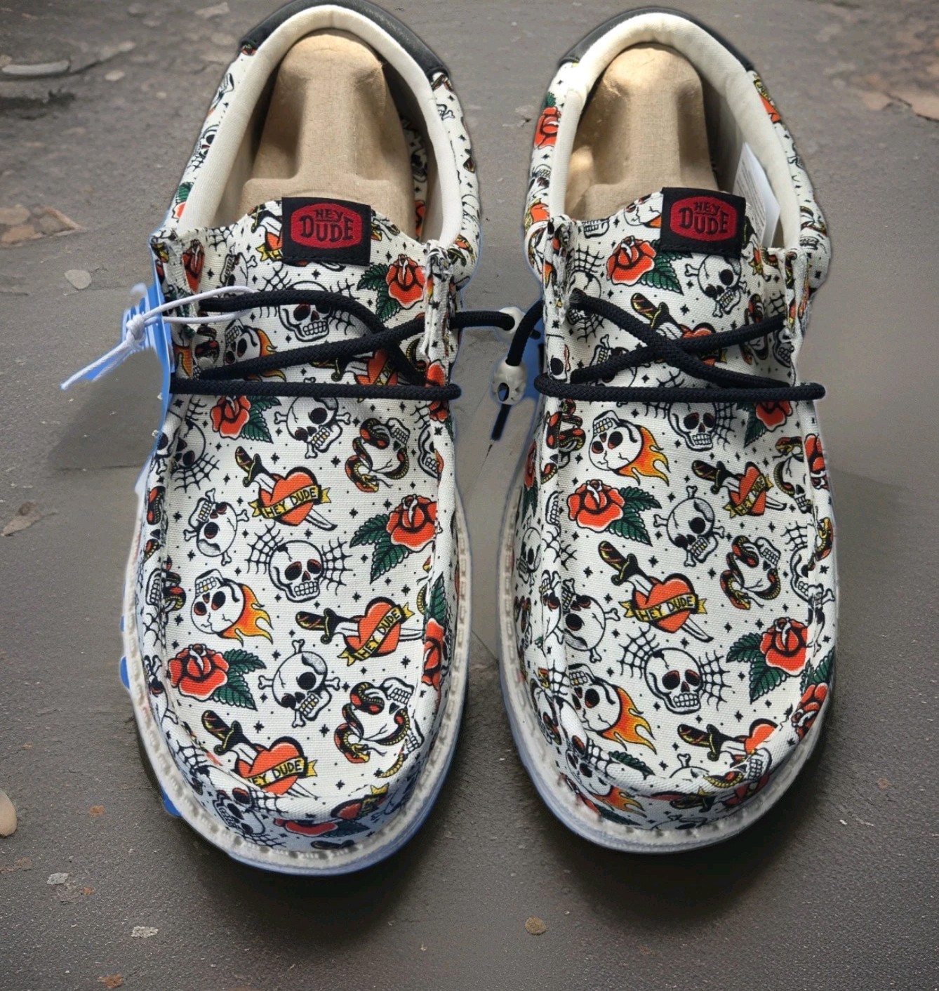 Men’s HeyDude Wally Tattoo Skulls – White/Multi