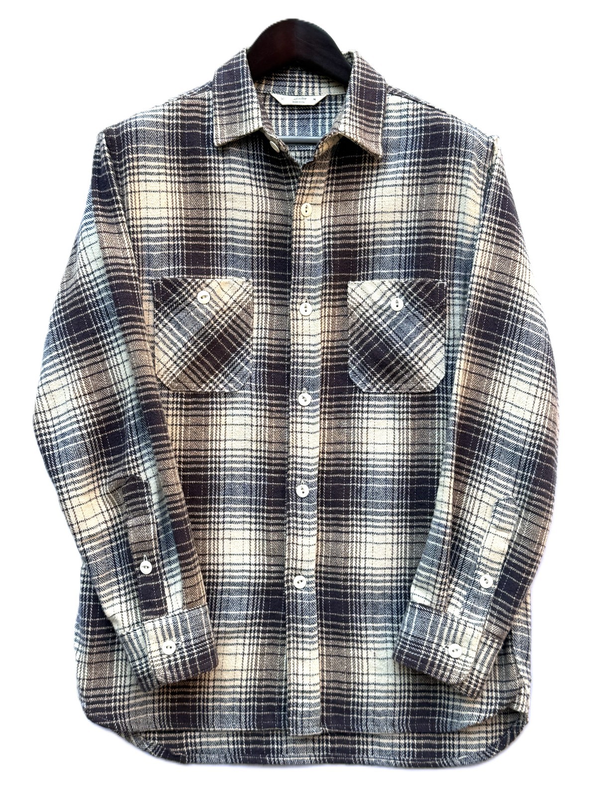 3Sixteen Brown Plaid Flannel Button Down Work Shirt Size M Medium