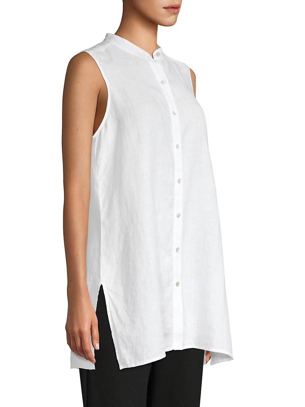 NEW EILEEN FISHER WHITE ORGANIC COTTON LONG TUNIC BLOUSE SIZE M $158