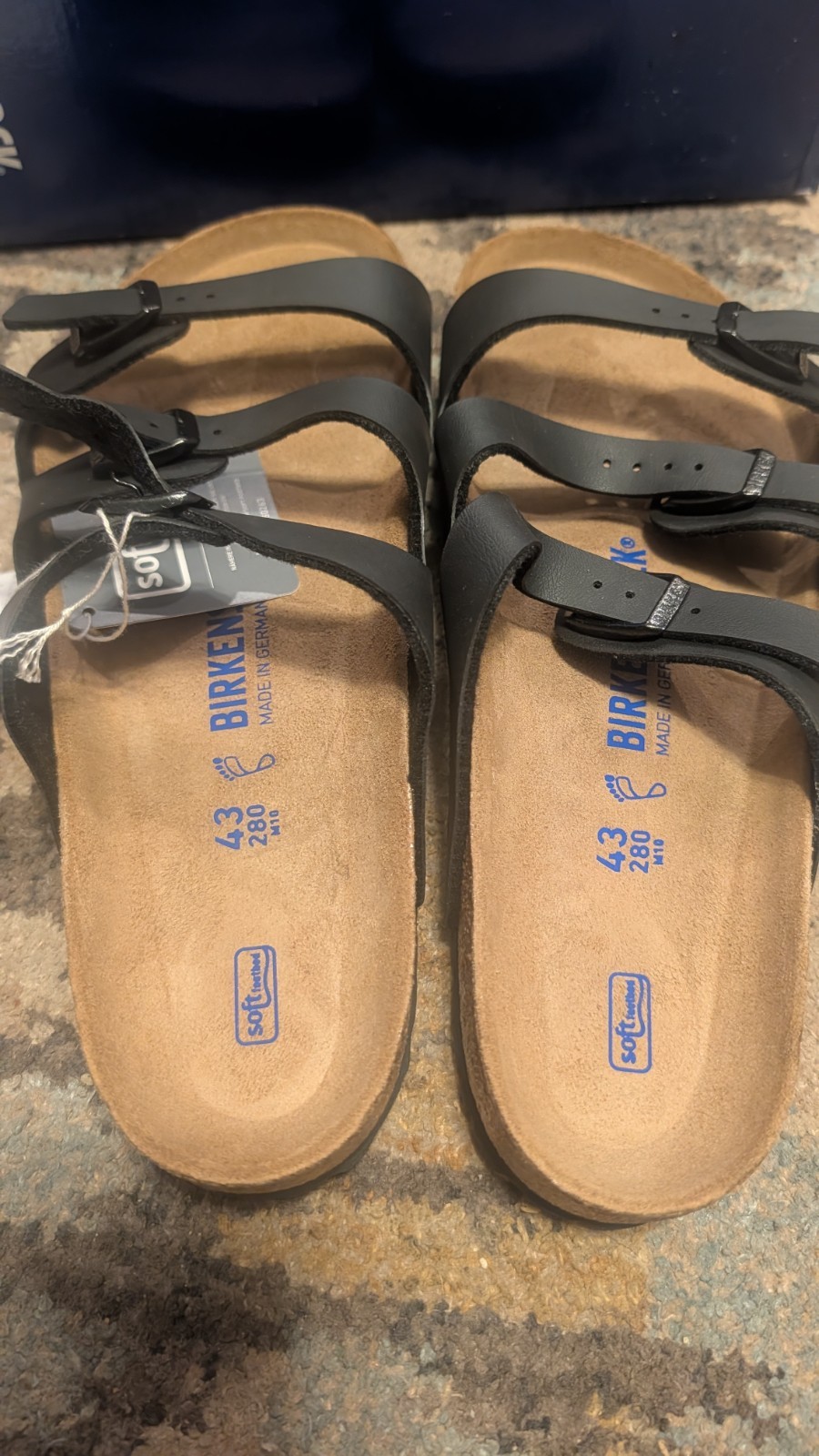 Birkenstock Florida Black Leather Slide Sandals Soft Footbed US 10M/11W Size 43