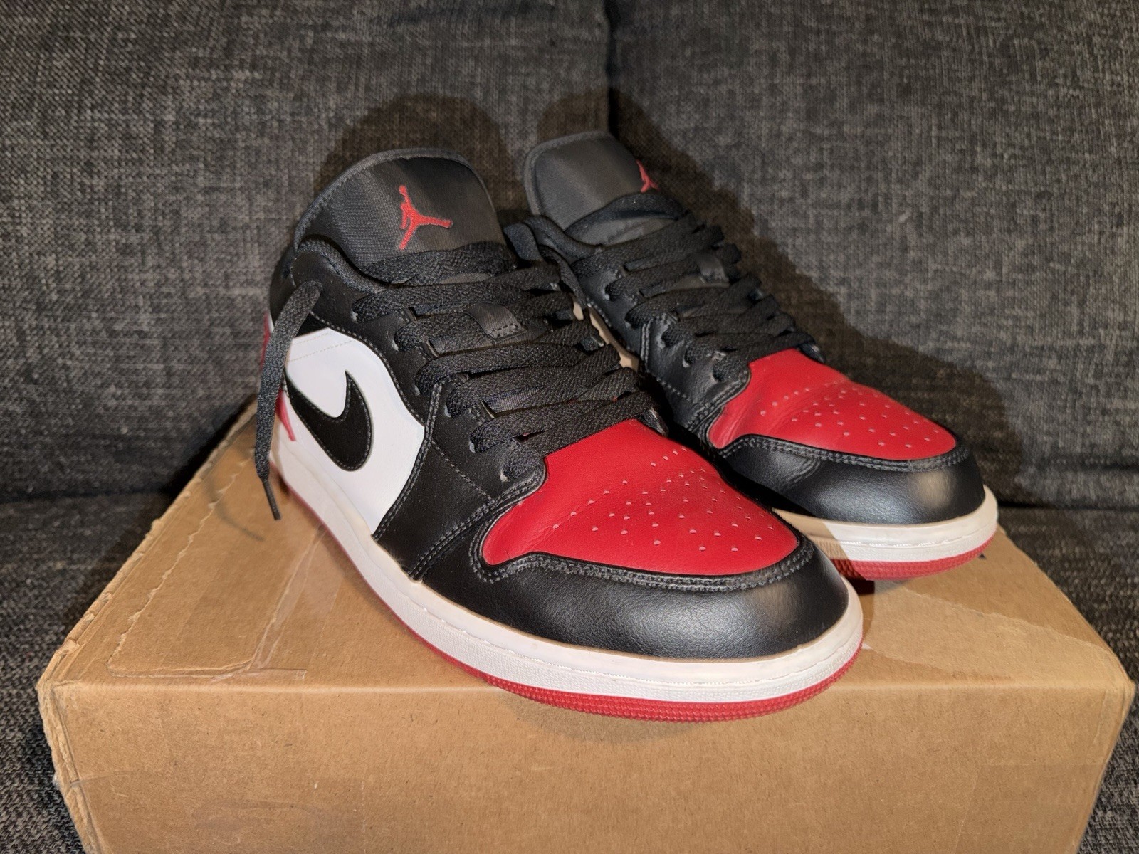 Jordan Air Jordan 1 Low Top Men’s Leather Sneakers Black/Red/White