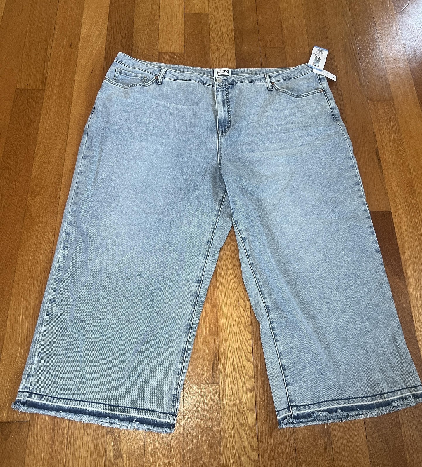 Edited by Remi Bader Jeans Womens 28W Light Wash Wide Leg Crop Raw Hem ERW1008C