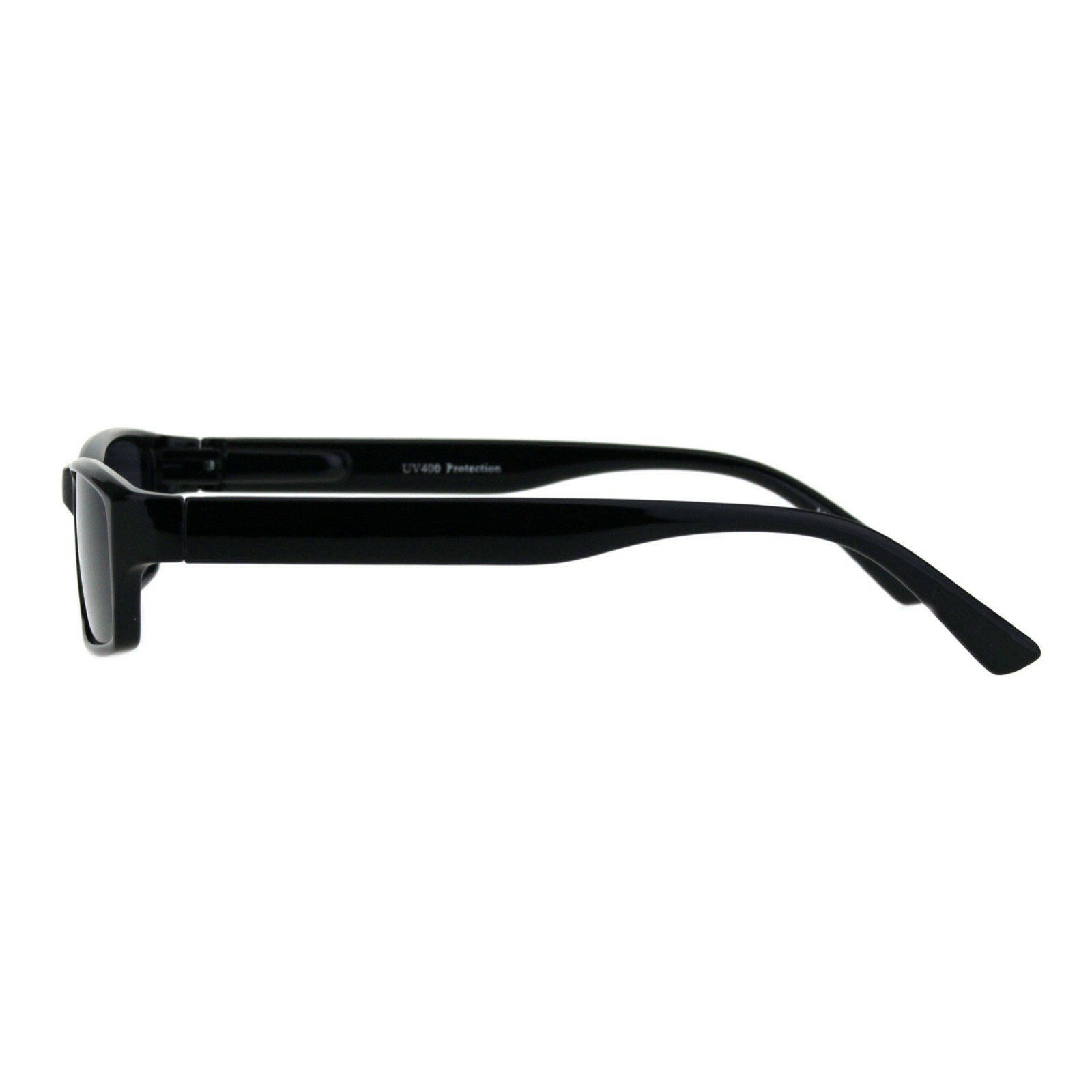 Small Rectangular Frame Sunglasses Spring Hinge Unisex Black UV 400