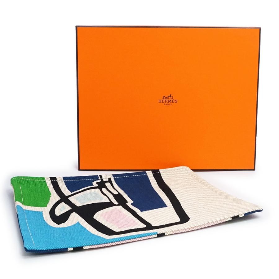 Hermes Yachting 3 Surf GM Flat Pouch Bag Beige Multicolor Cotton With Box 99