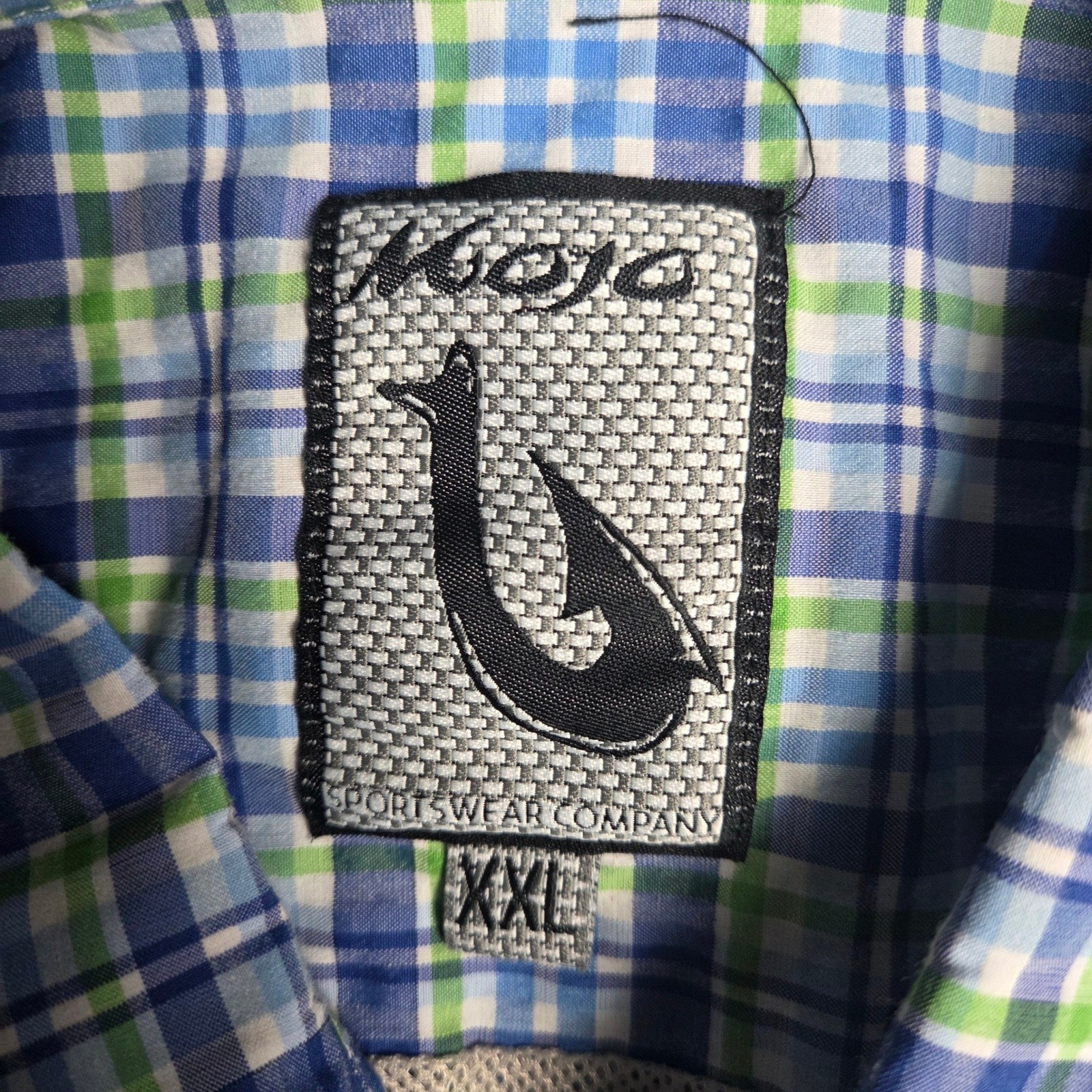 Mojo Fishing Plaid Button Up Shirt Blue Green Long Sleeve Men’s XXL