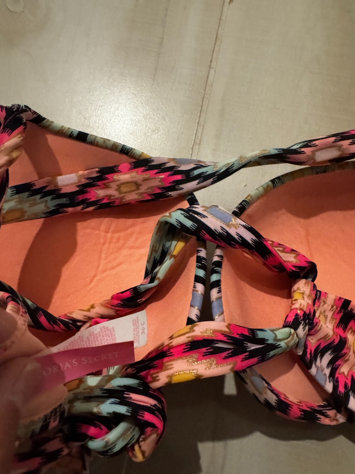 Victoria’s Secret print bombshell add 2 cup sizes bikini top size 36C