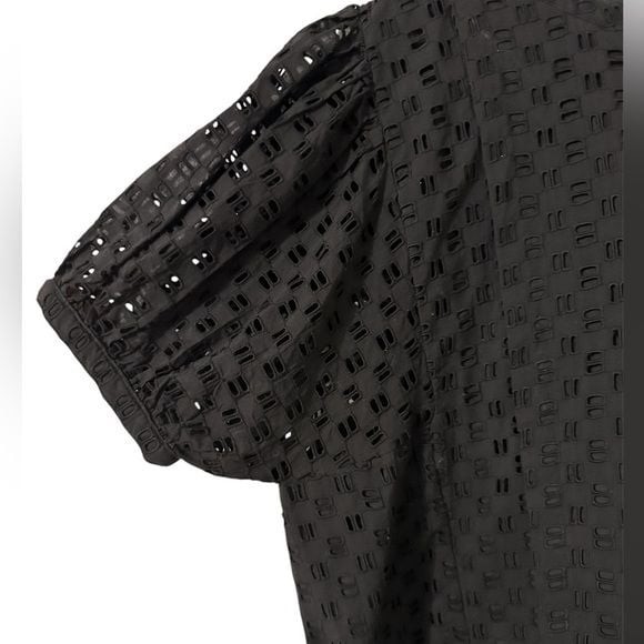ELIZABETH & JAMES BLACK CROCHET*BUBBLE SLEEVE* BLOUSE TOP
