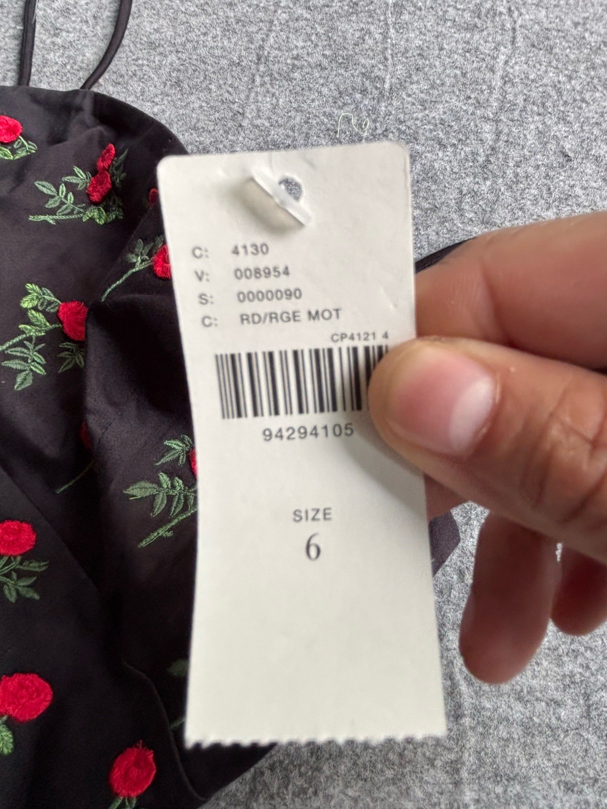 NWT Maeve embroidered 3D Rose Black Dress Size 6 Zipper Back