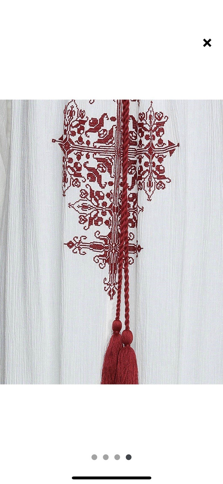 VICOLO Italian High Quality natural material Elegant WhiteRed Embroidered Dress
