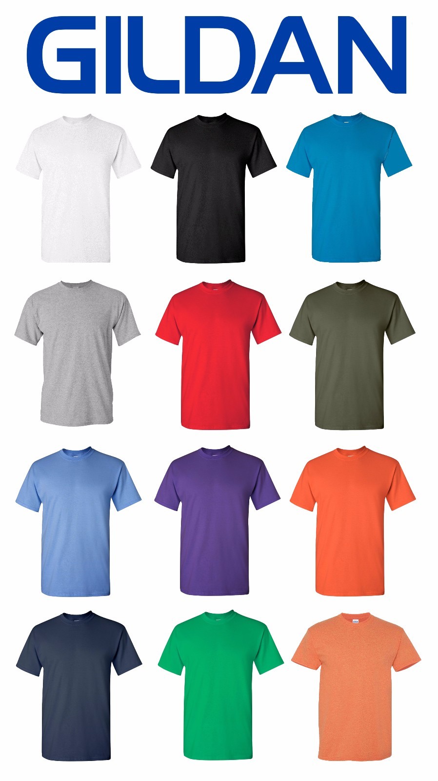 Gildan Heavy Cotton Shirt Mens Short Sleeve 5.3 oz Solid Blank 5000 S-3XL Tee