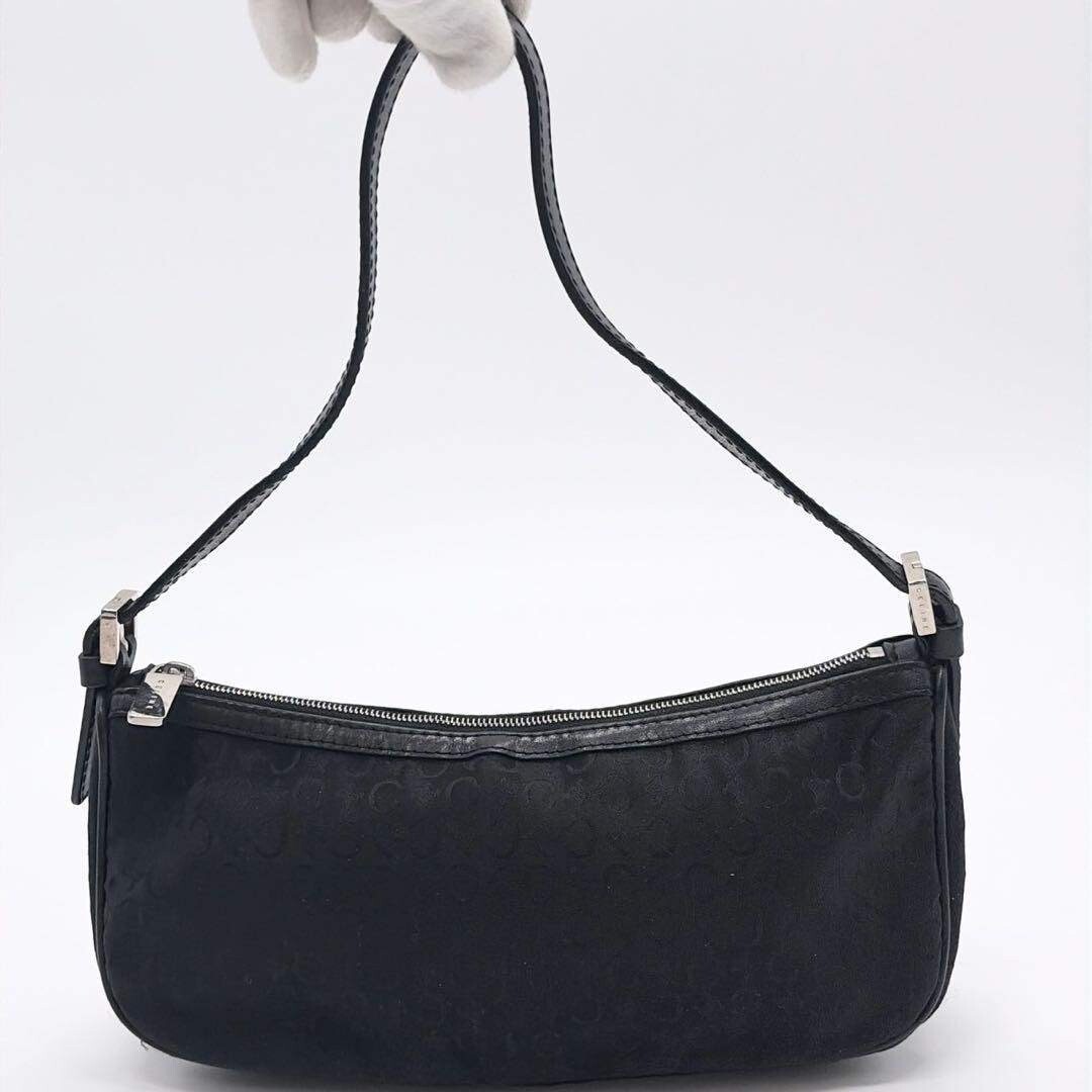CELINE Shoulder Bag Pouch Pochette C Macadam Black Vintage Authentic From Japan