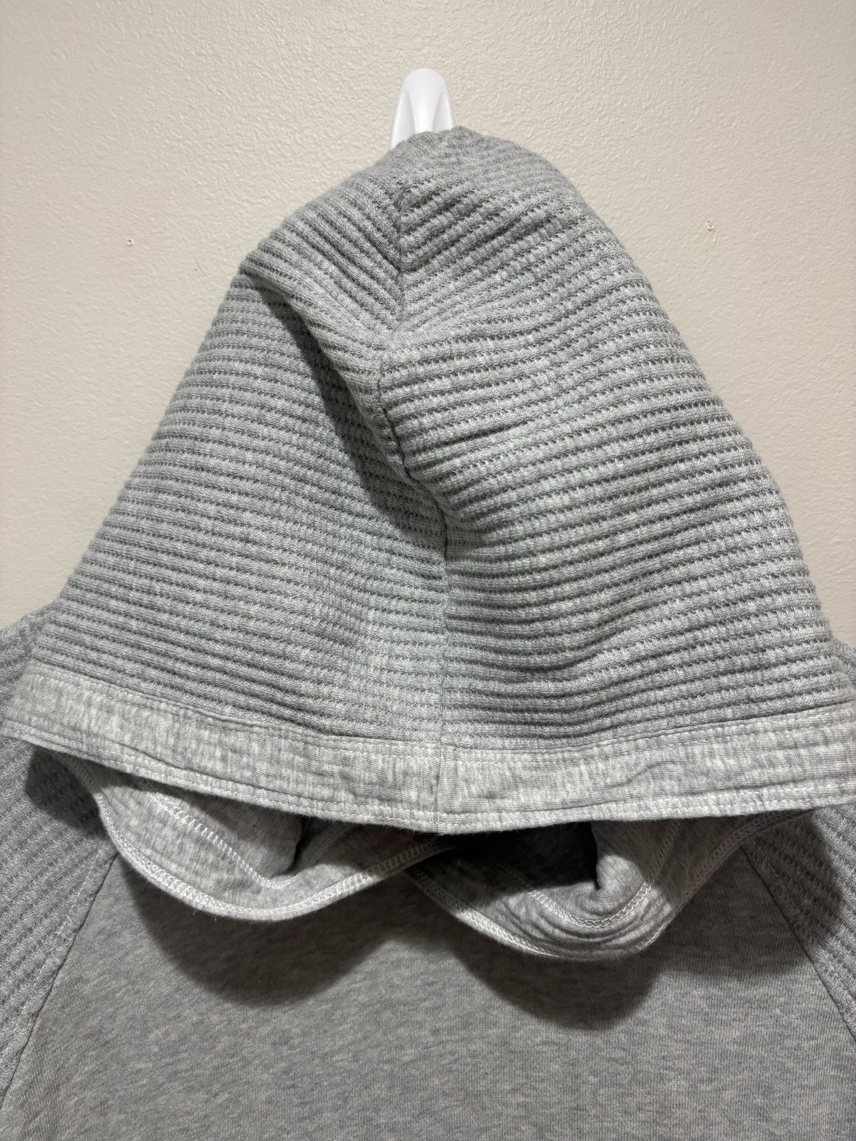 Aerie Waffle Knit Heather Gray Pullover Hoodie Oversized Comfy Cozy Cotton XL