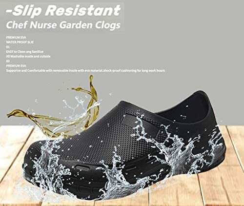 Men Non Slip Work Shoes Waterproof Chef Shoes For Restaurant Oil Resistant Clogs