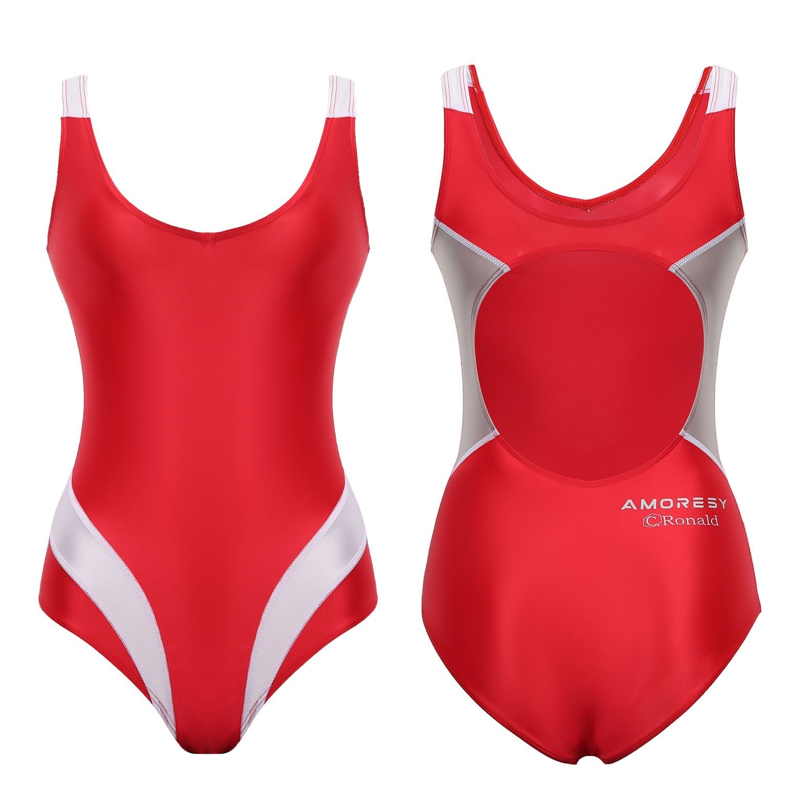 AMORESY Women Sexy One Piece Swimwear Backless Patchwork Tights Surfing Swimsuit