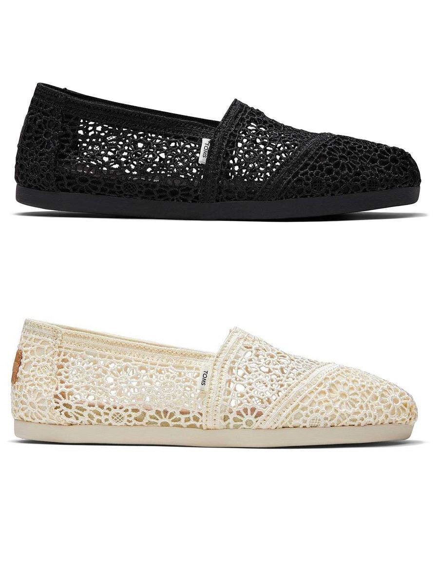 TOMS Women’s Alpargata Moroccan Crochet Slip-On Shoes with Ortholite insole.BNIB