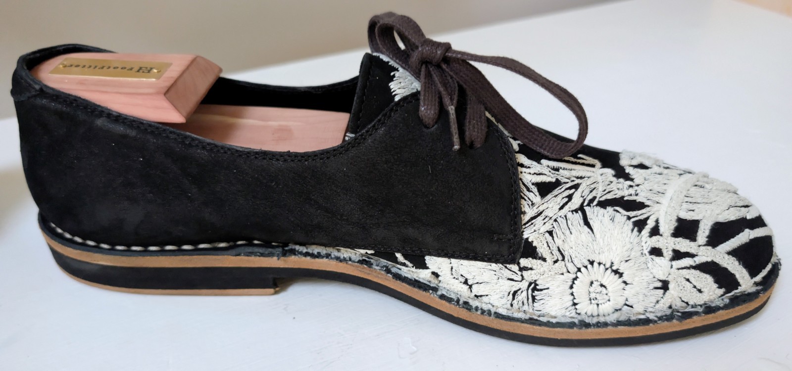 Ann Demeulemeester Mens Embroidered Leather Derby Shoe SS 2015 Runway Size45 NEW