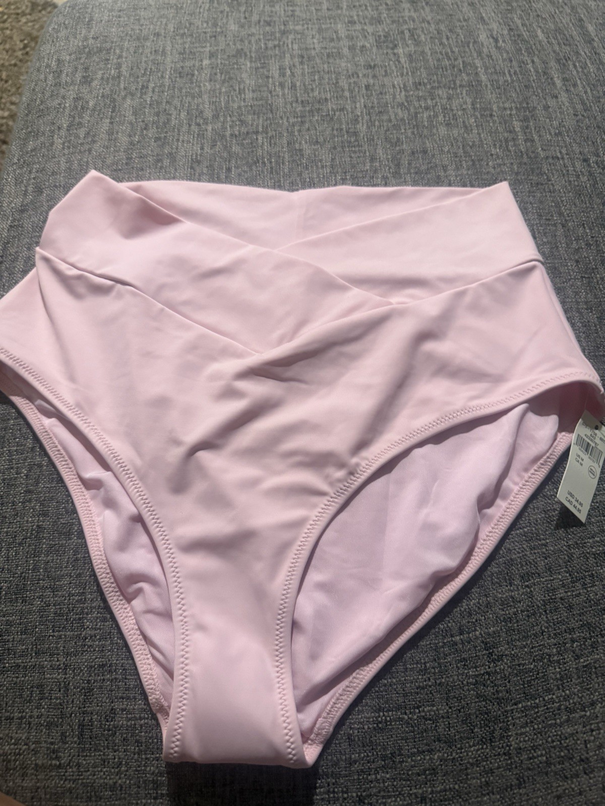Women’s Solid High-Waisted Bikini Swim Bottom Pink Regular L