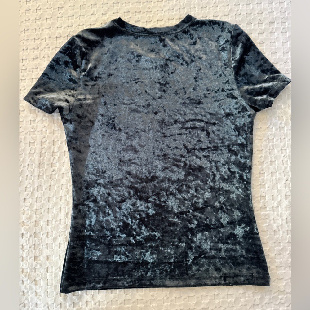 FREE PEOPLE Intimately Free Crushed Velvet Baby Tee Blue Medium Whimsigoth Y2K