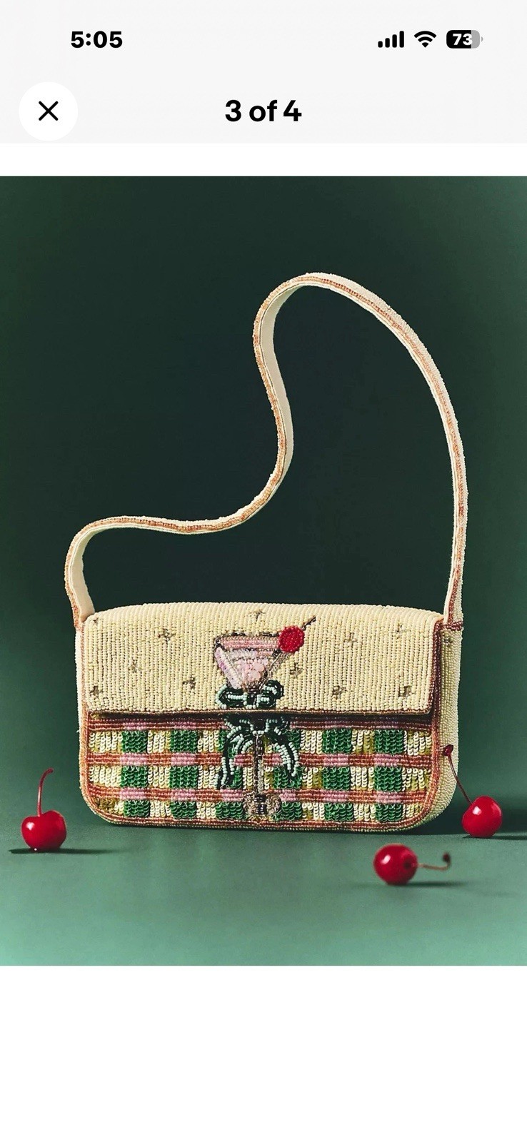 The Fiona Beaded Bag: Food & Drink Edition Plaid Martini Anthropologie NWT