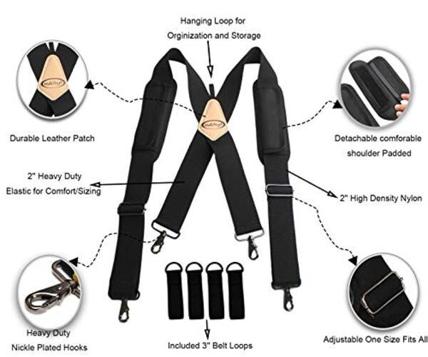 Tool Belt Suspenders work suspenders Flexible Adjustable Straps 4 Point Support