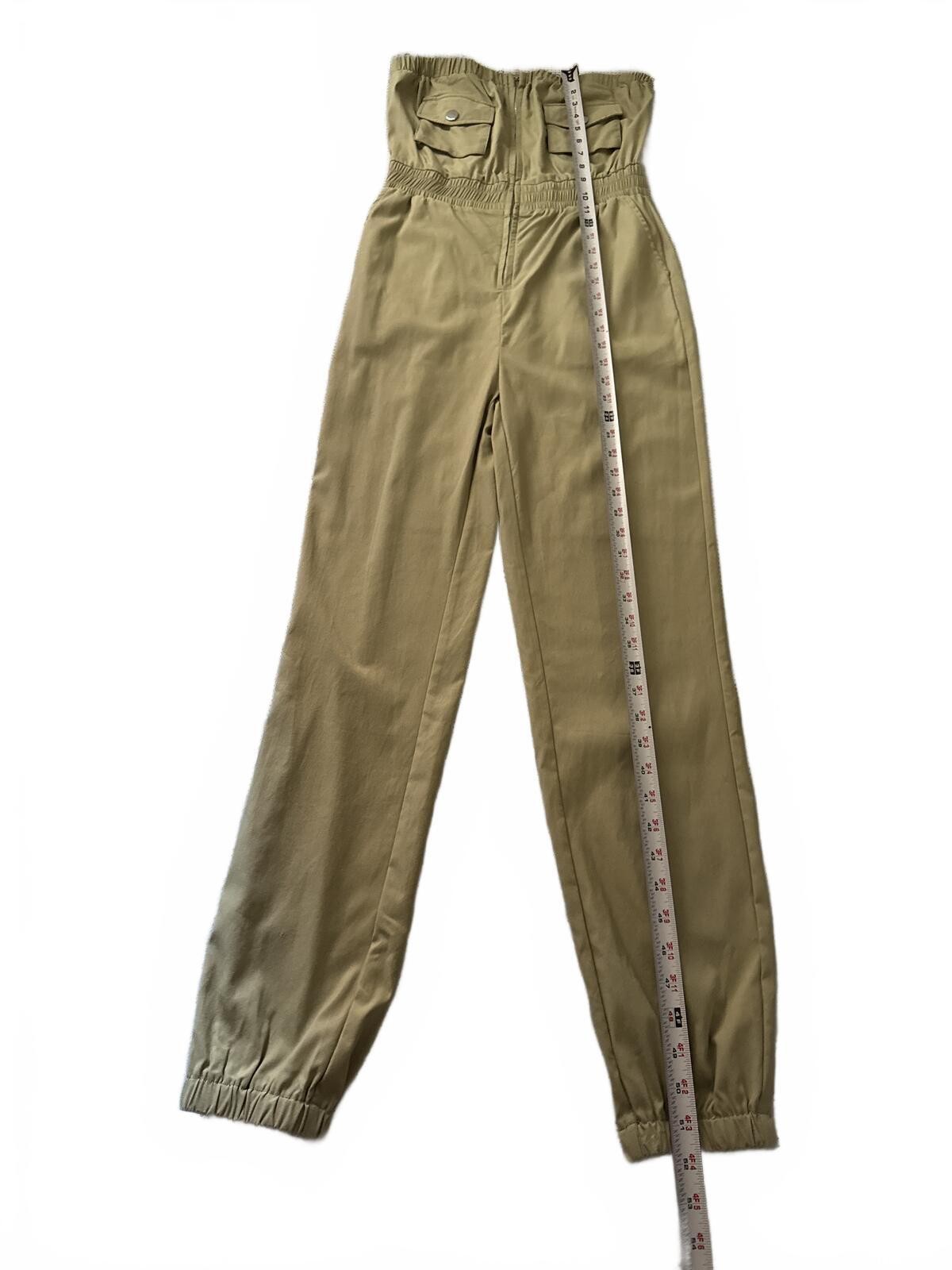 AKIRA Olive Strapless Cargo Jumpsuit with Snap Flap Pockets NWT Medium