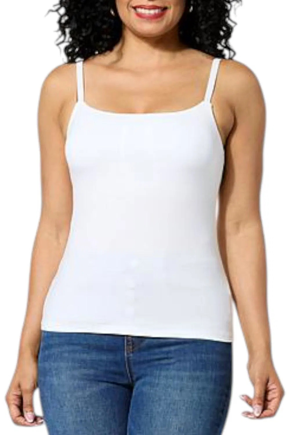 Colleen Lopez Women’s Knit Cami w/Built-In Shelf Bra White