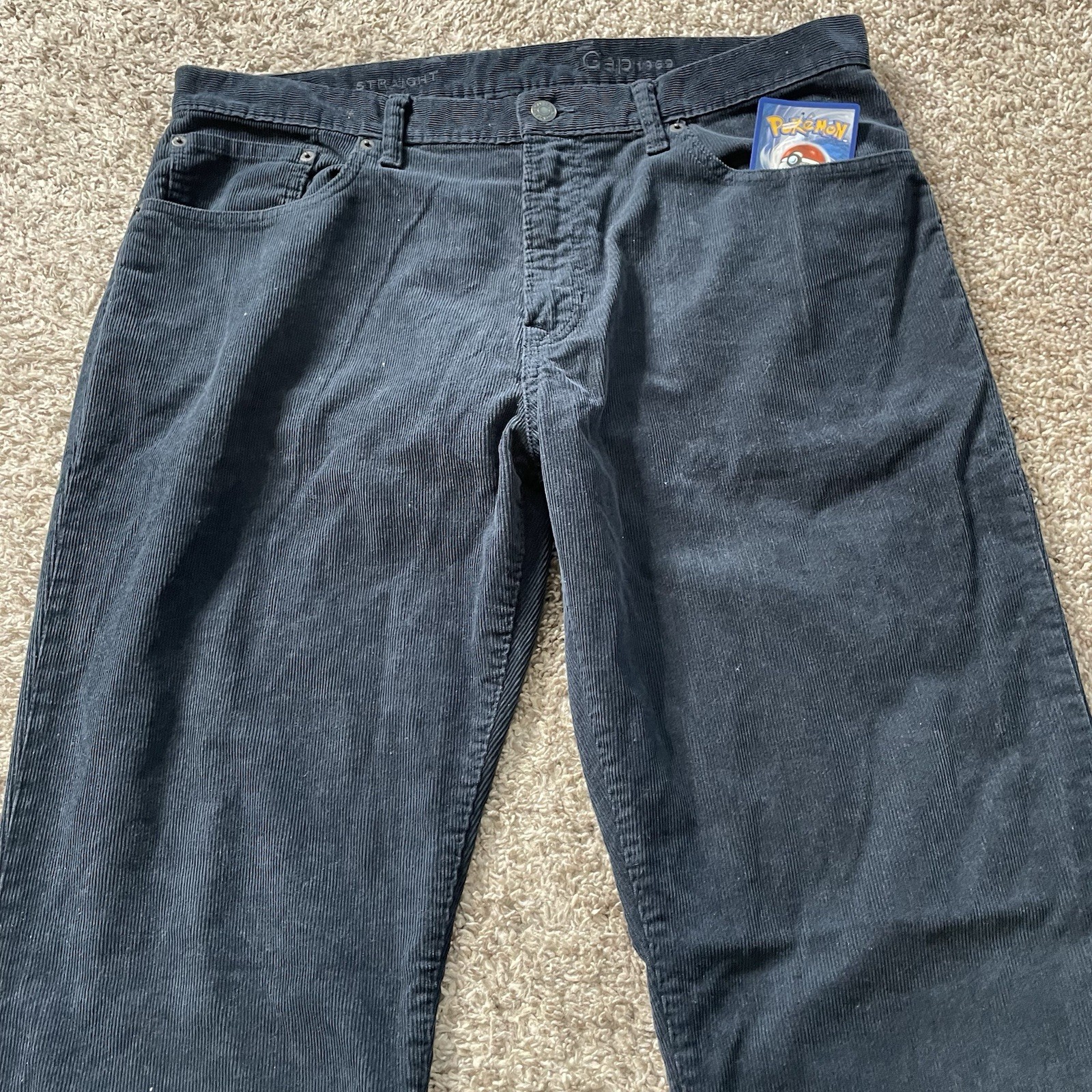 Gap Corduroy Pants Mens 36×32 Navy Straight Leg Cotton Five Pocket EUC Vtg Y2K