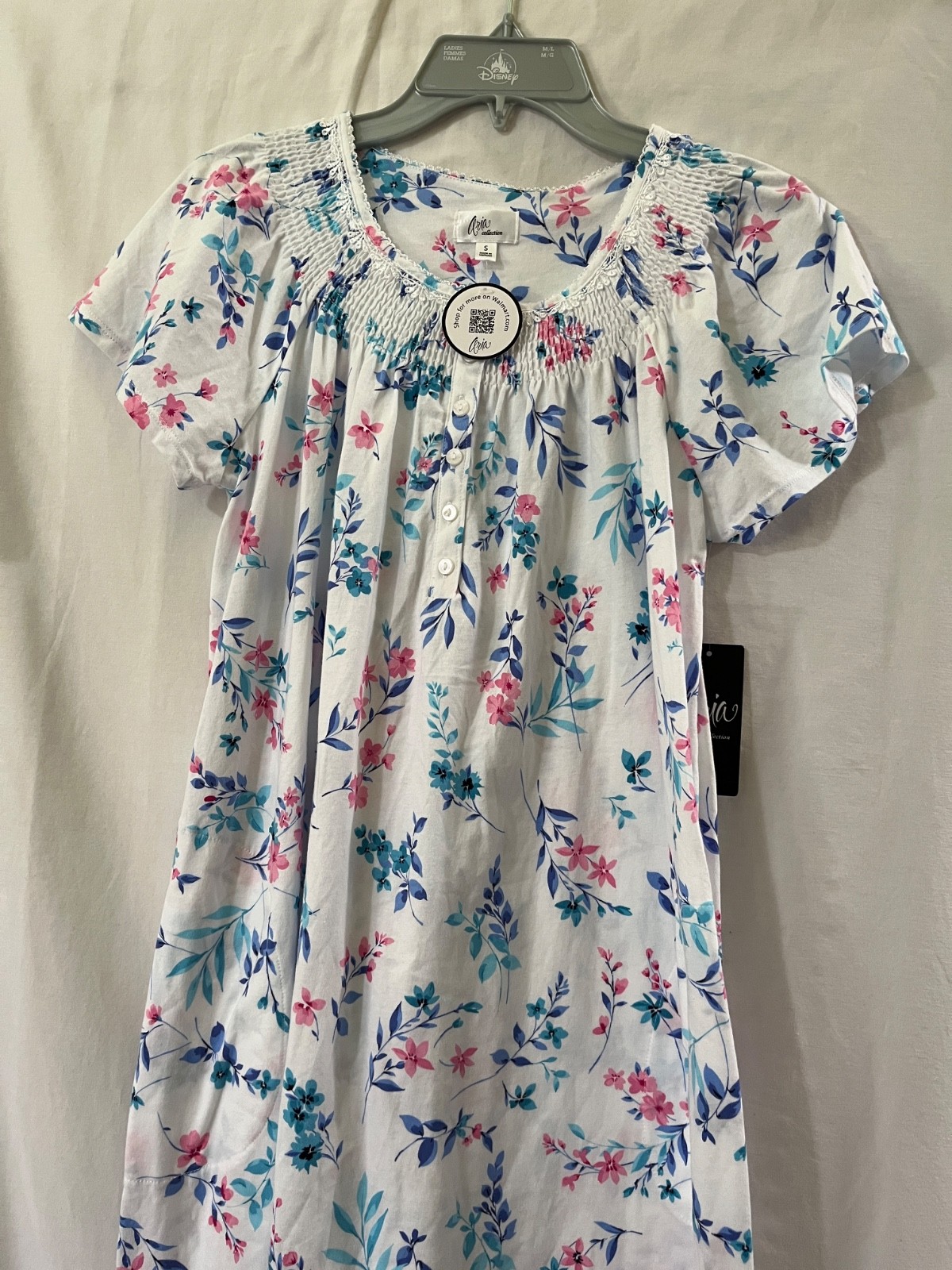 Aria 100% Cotton Women’s Short Sleeve Scoop Neck Nightgown Pockets Many SZ NEW