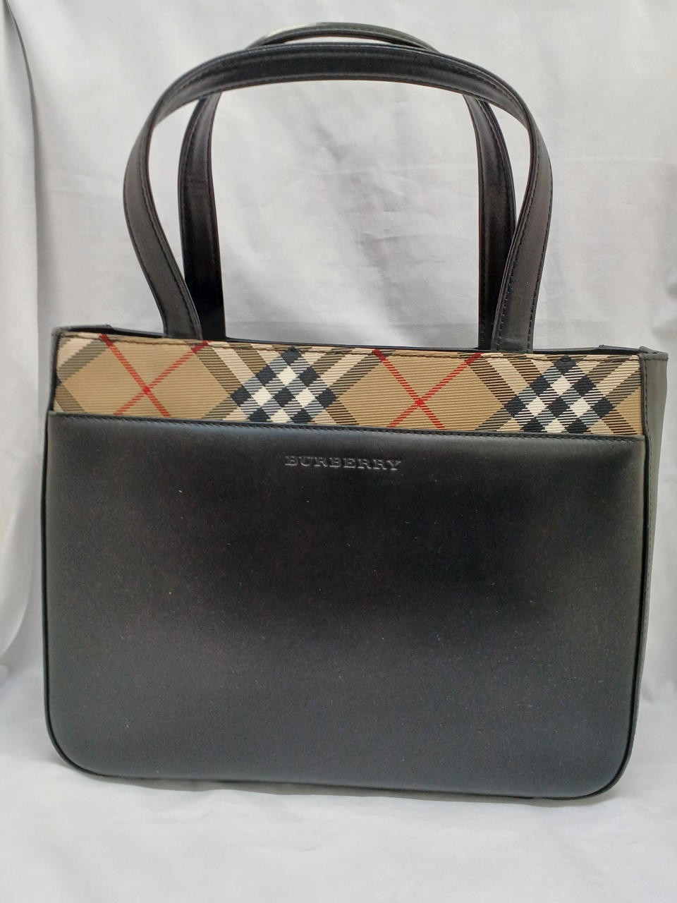 BURBERRY Nova Check Tote Bag 10.6 inch Black