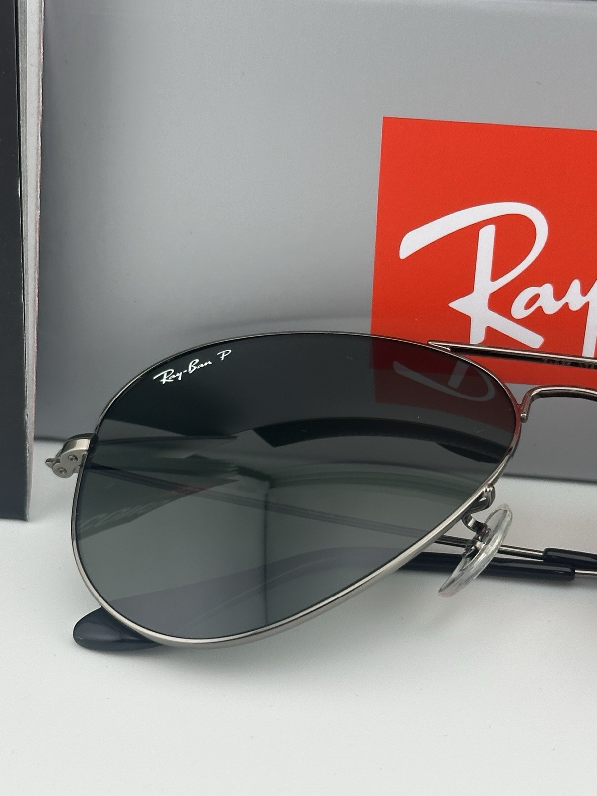 Ray-Ban Metal Aviator Gunmetal G-15 Green Polarized Sunglasses RB3025 004/58mm