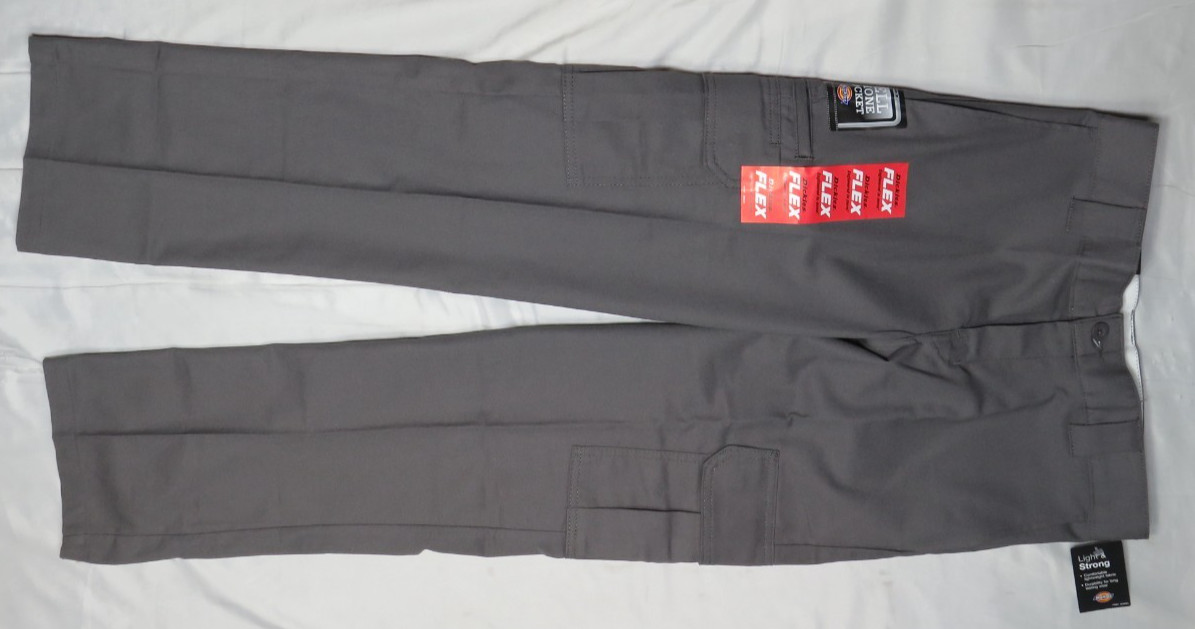 DICKIES MEN’S GRAY 30×30 REGULAR FIT STRAIGHT CARGO FLEX STAIN RELEASE NEW NWT