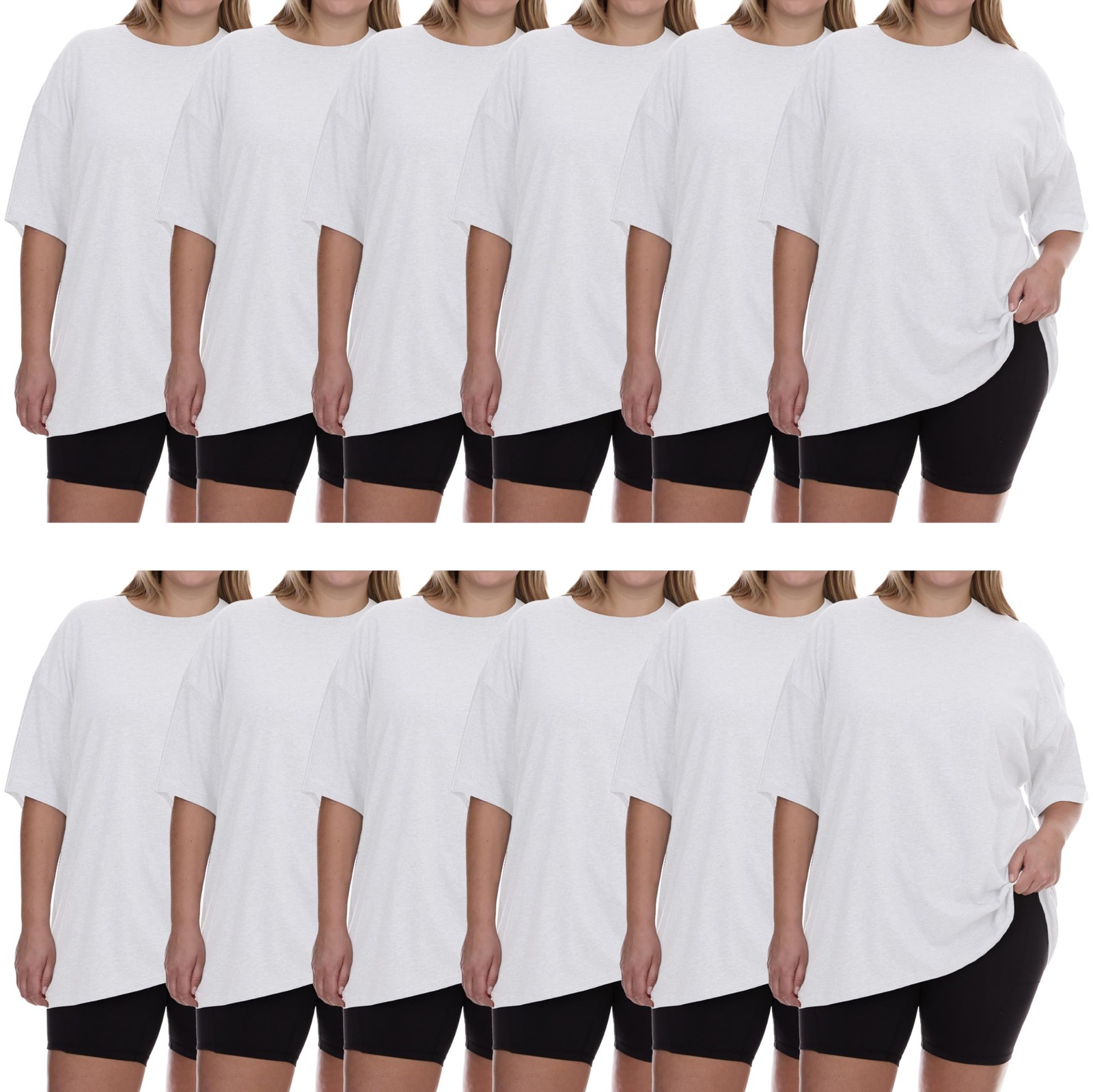 BILLIONHATS Womens Crew Neck Short Sleeve Baggy Loose Tops Oversize Tees