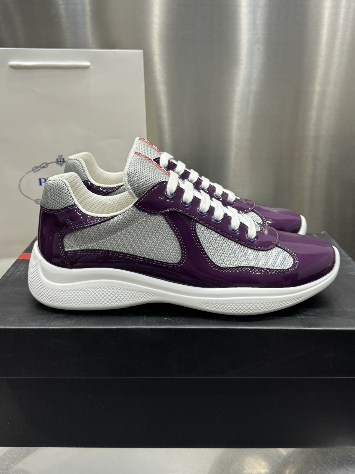 Prada Americas Cup Men’s purple Low-top Fashion Casual Sports Shoes
