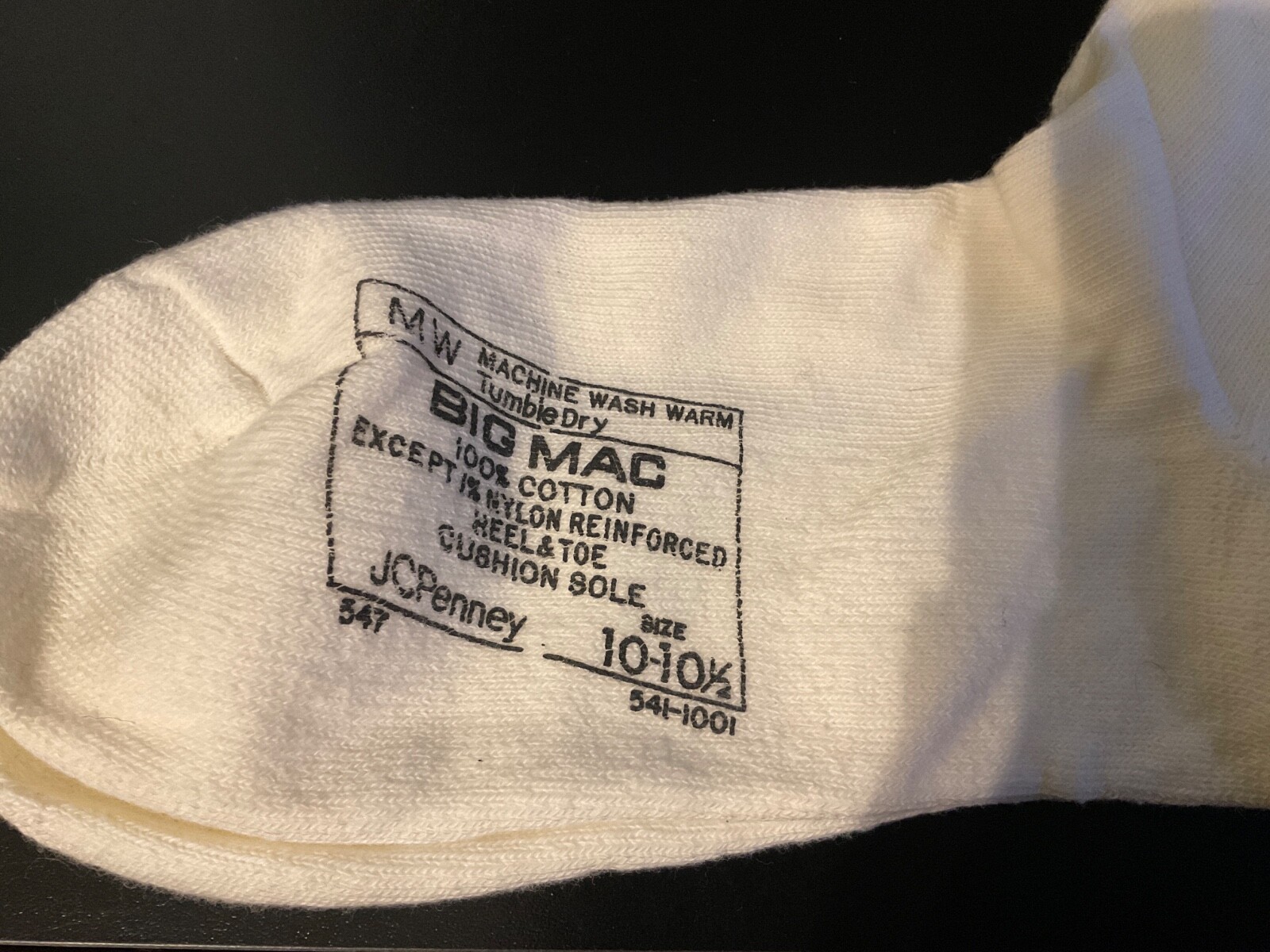 Vintage JCPenney BIG MAC Socks 100% Cotton 10-10 1/2, Mid-calf